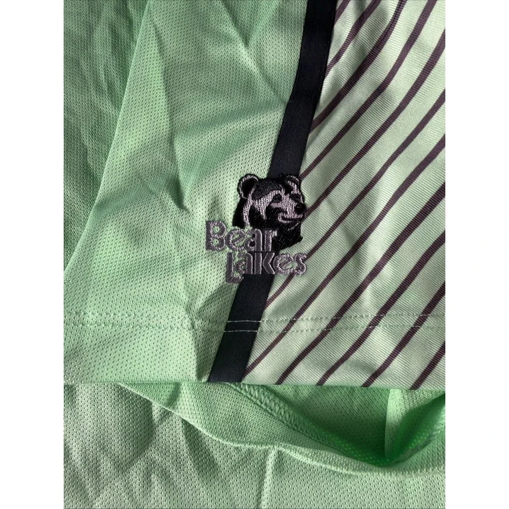 Nike Tiger Woods Collection Golf Polo Men's L Green Bear Lakes Striped